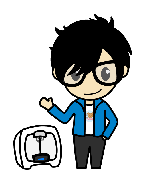 Chibi-style illustration of Tapichi Studio owner waving "hi" to you, next to a 3d printer.